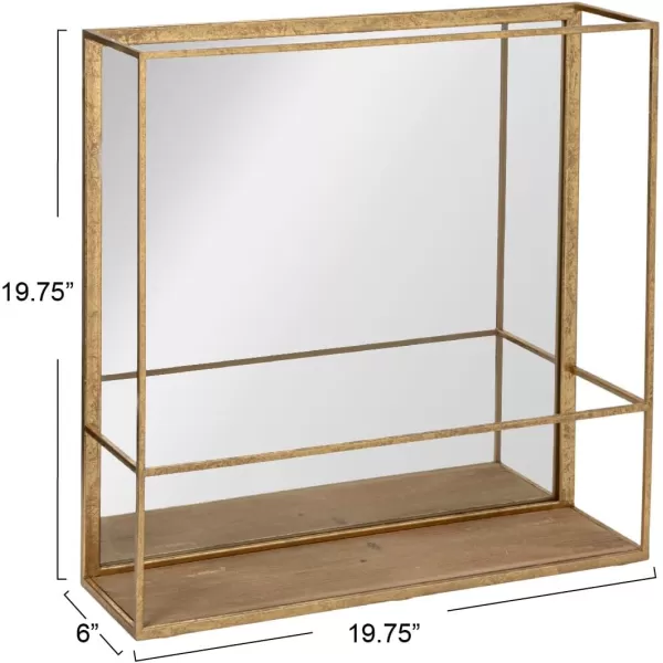imageCreative CoOp Metal Wall Mirror with Reclaimed Wood Base Gold