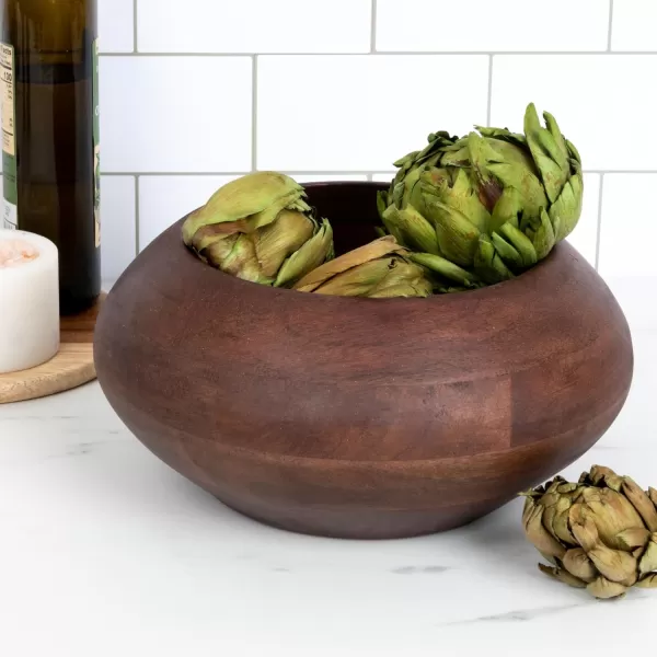 imageCreative CoOp Minimalist Round Mango Wood Bowl BlackWalnut Finish