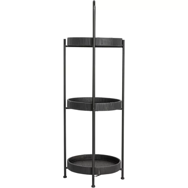 imageCreative CoOp Modern Arched Metal Plant Stand or Shelf with 3 Round Removable Rattan Trays BlackBlack