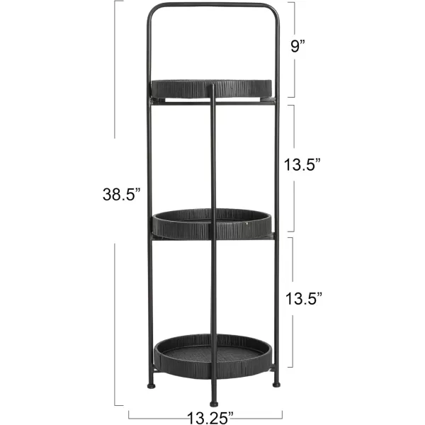 imageCreative CoOp Modern Arched Metal Plant Stand or Shelf with 3 Round Removable Rattan Trays BlackBlack