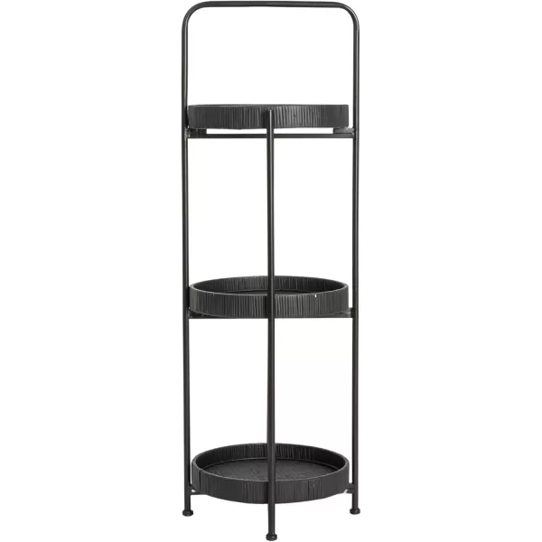 imageCreative CoOp Modern Arched Metal Plant Stand or Shelf with 3 Round Removable Rattan Trays BlackBlack
