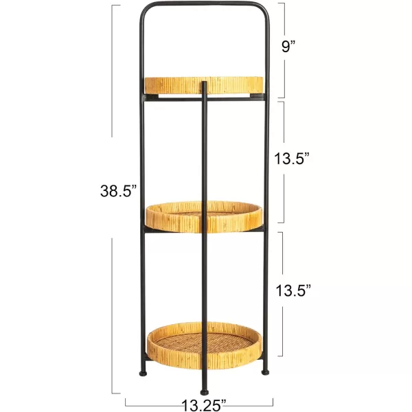 imageCreative CoOp Modern Arched Metal Plant Stand or Shelf with 3 Round Removable Rattan Trays BlackNatural