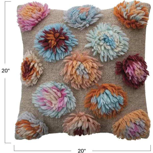 imageCreative CoOp Multicolor Square Woven New Zealand Wool Shag and Cotton Pillow