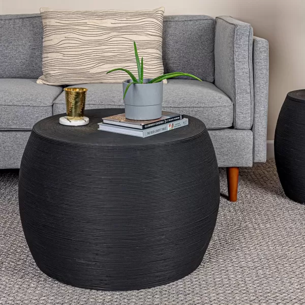 imageCreative CoOp Natural Round Rattan Barrel Accent TableBlack