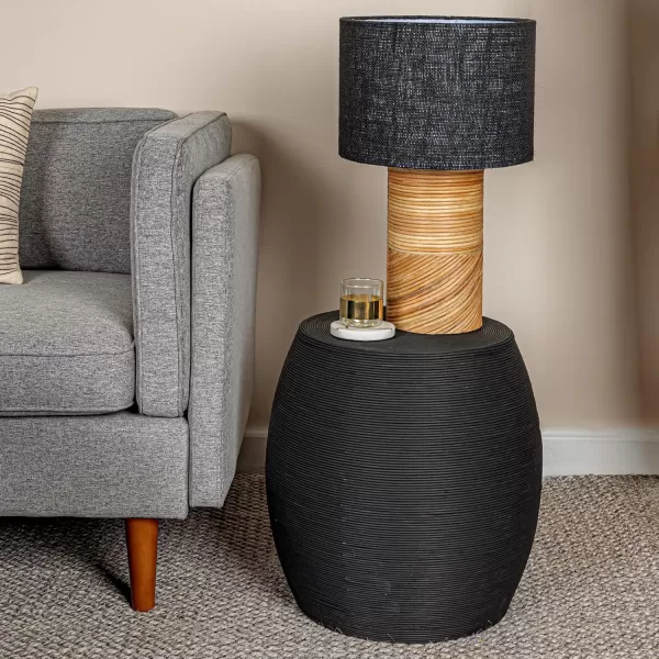 imageCreative CoOp Natural Round Rattan Barrel Accent TableBlack