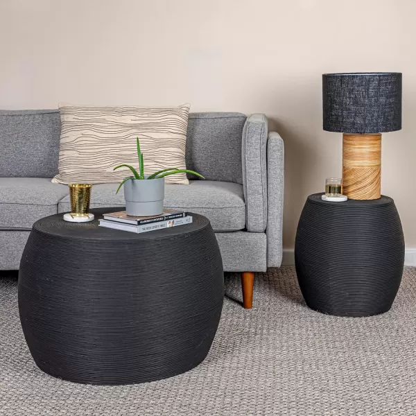 imageCreative CoOp Natural Round Rattan Barrel Accent TableBlack