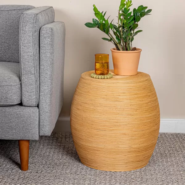imageCreative CoOp Natural Round Rattan Barrel Accent TableNatural