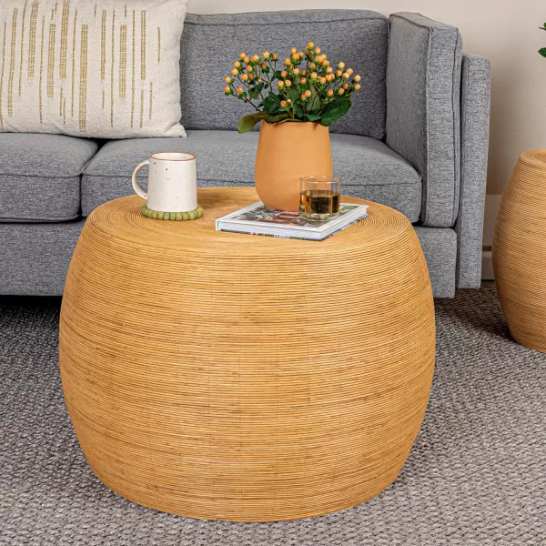 imageCreative CoOp Natural Round Rattan Barrel Accent TableNatural