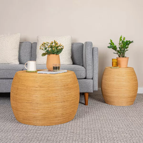 imageCreative CoOp Natural Round Rattan Barrel Accent TableNatural