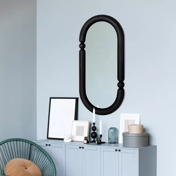 imageCreative CoOp Oval WoodFramed Wall Mirror Black