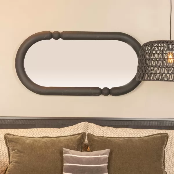 imageCreative CoOp Oval WoodFramed Wall Mirror Black