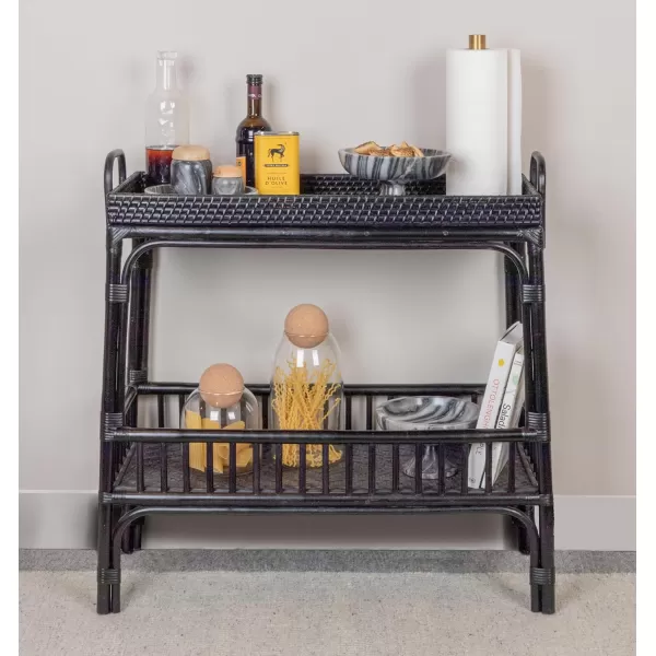 imageCreative CoOp Rattan Bar 2Tier Storage Tray BlackBlack