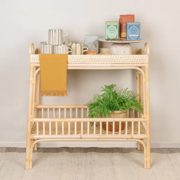 imageCreative CoOp Rattan Bar 2Tier Storage Tray BlackNatural