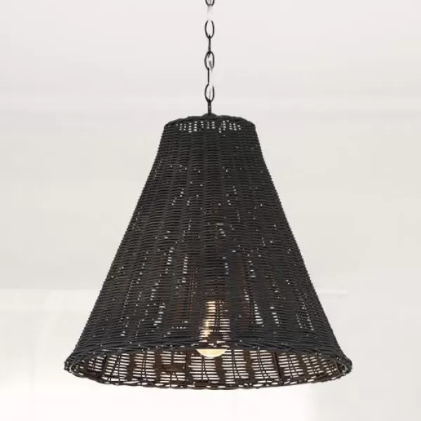 imageCreative CoOp Rattan Taper Pendant Light BlackBlack