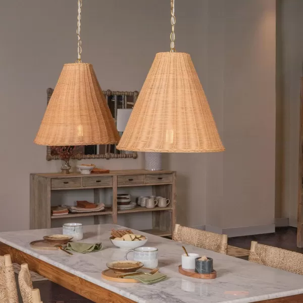 imageCreative CoOp Rattan Taper Pendant Light BlackNatural