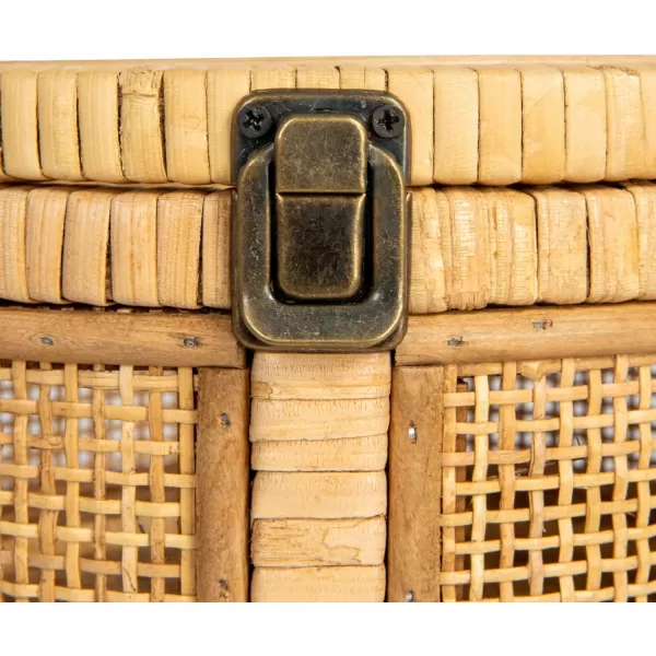 imageCreative CoOp Rattan and Bamboo Nestable Round Storage with Glass Lids Natural Set of 2