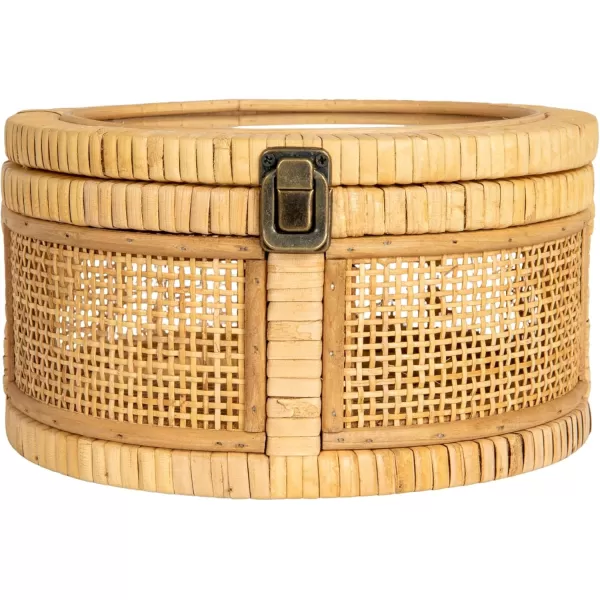imageCreative CoOp Rattan and Bamboo Nestable Round Storage with Glass Lids Natural Set of 2