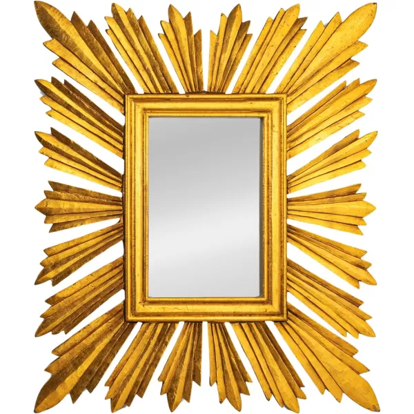 imageCreative CoOp Reclaimed Wood Sunburst Rectangular Wall Mirror GoldRectangular