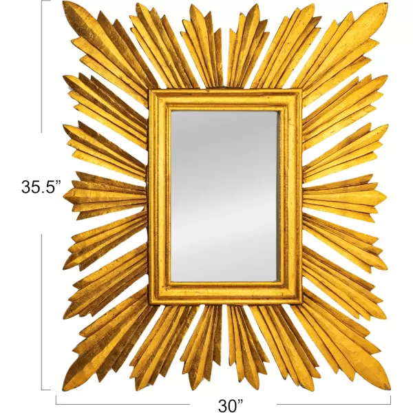 imageCreative CoOp Reclaimed Wood Sunburst Rectangular Wall Mirror GoldRectangular