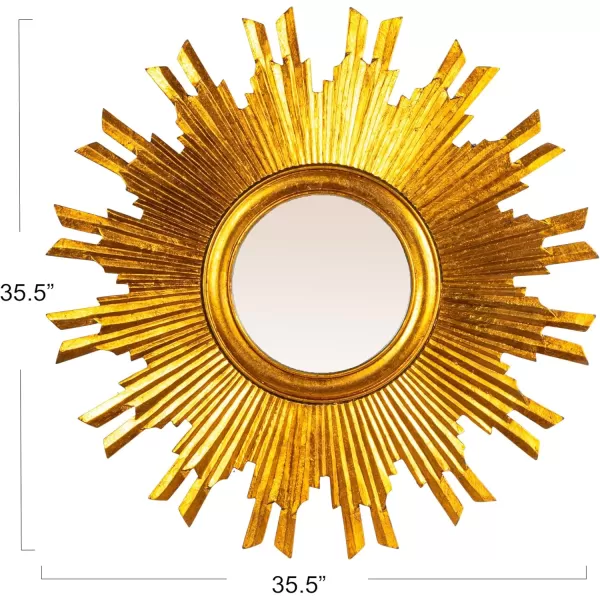 imageCreative CoOp Reclaimed Wood Sunburst Rectangular Wall Mirror GoldRound