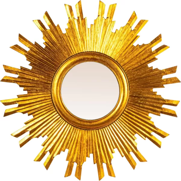 imageCreative CoOp Reclaimed Wood Sunburst Rectangular Wall Mirror GoldRound
