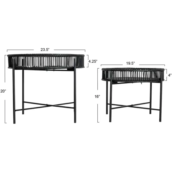 imageCreative CoOp Round Bamboo and Metal Tables Black Set of 2