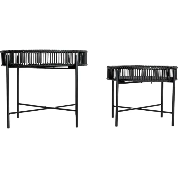 imageCreative CoOp Round Bamboo and Metal Tables Black Set of 2