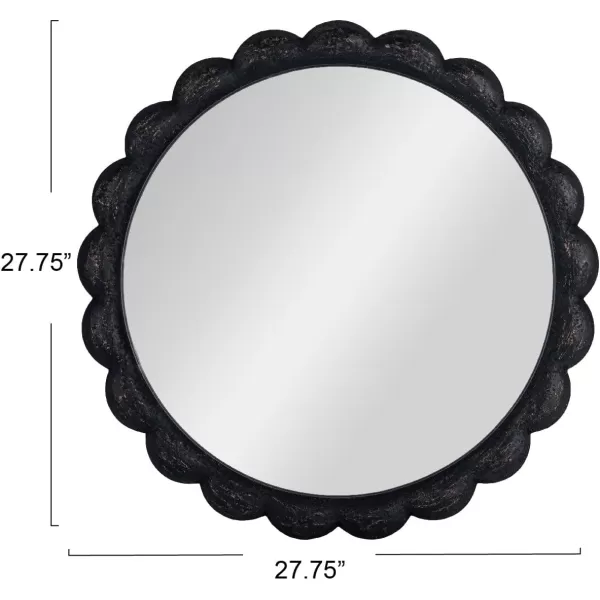 imageCreative CoOp Round Scalloped Distressed Wood Wall Mirror Black