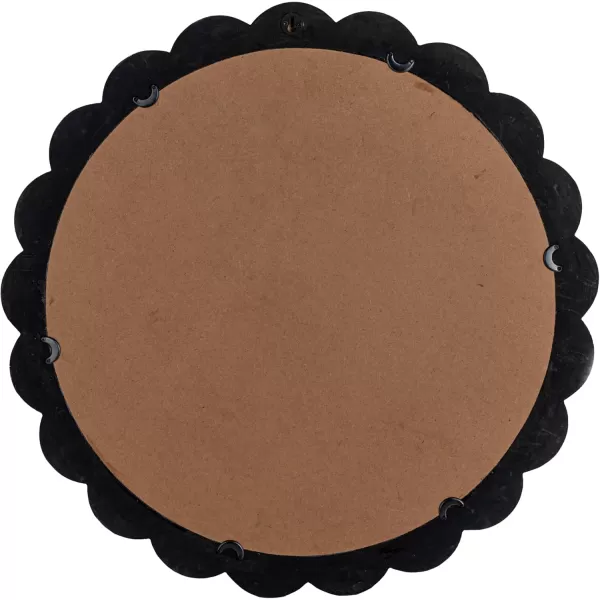 imageCreative CoOp Round Scalloped Distressed Wood Wall Mirror Black