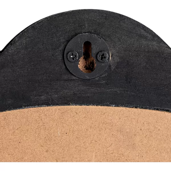 imageCreative CoOp Round Scalloped Distressed Wood Wall Mirror Black