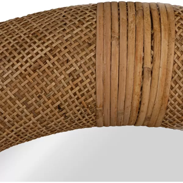 imageCreative CoOp Round Wood and Rattan Mirror Natural