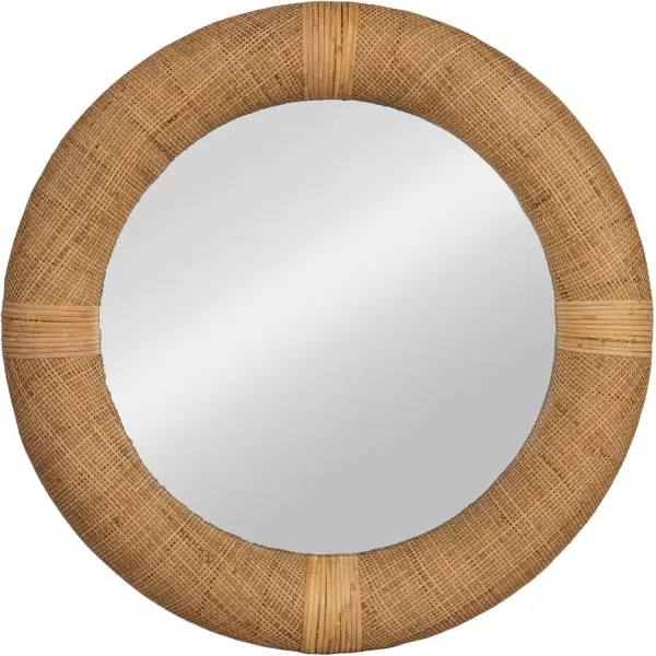 imageCreative CoOp Round Wood and Rattan Mirror Natural