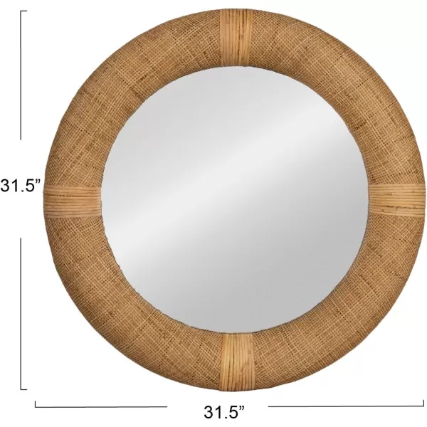 imageCreative CoOp Round Wood and Rattan Mirror Natural