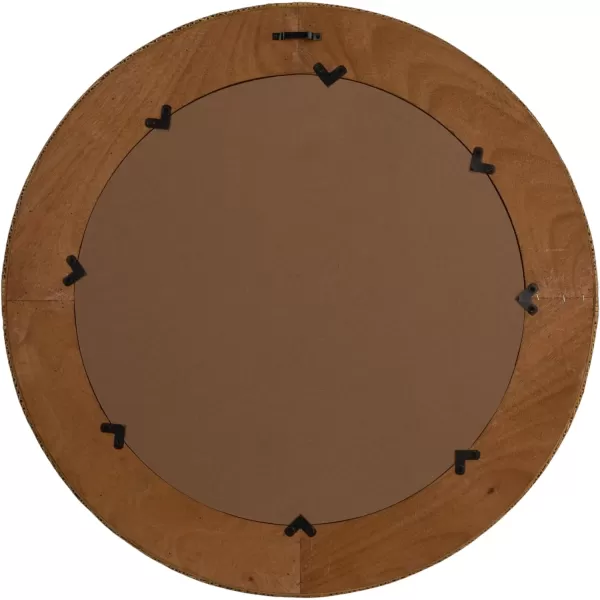 imageCreative CoOp Round Wood and Rattan Mirror Natural