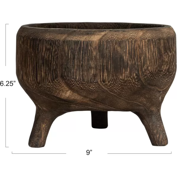 imageCreative CoOp Rustic Paulownia Footed Wood Bowl NaturalBrown