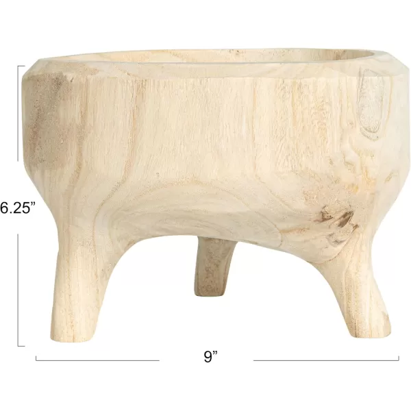 imageCreative CoOp Rustic Paulownia Footed Wood Bowl NaturalNatural
