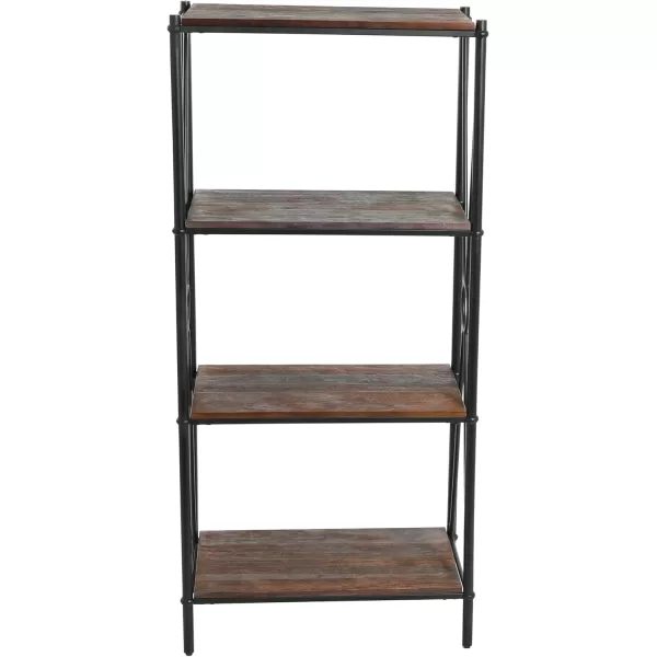 imageCreative CoOp Saratoga Rustic Solid Wood and Metal 4 Shelf Open Storage BookshelfBarn Door Grey