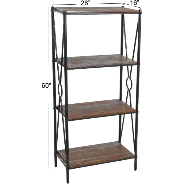 imageCreative CoOp Saratoga Rustic Solid Wood and Metal 4 Shelf Open Storage BookshelfBarn Door Grey
