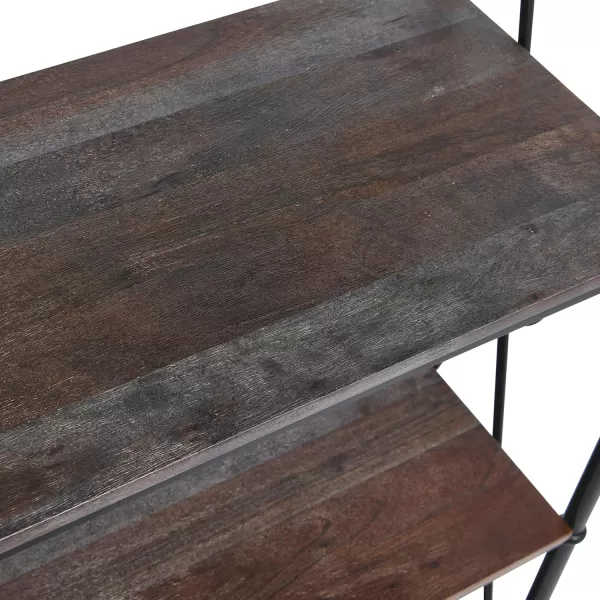 imageCreative CoOp Saratoga Rustic Solid Wood and Metal 4 Shelf Open Storage BookshelfBarn Door Grey