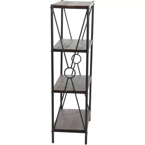 imageCreative CoOp Saratoga Rustic Solid Wood and Metal 4 Shelf Open Storage BookshelfBarn Door Grey