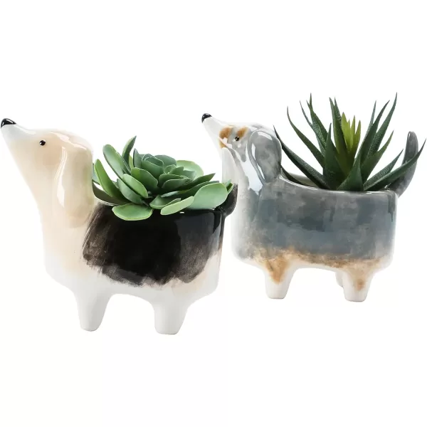 imageCreative CoOp Set of 4 6quot L Dolomite Dog Pots and Planters Multi