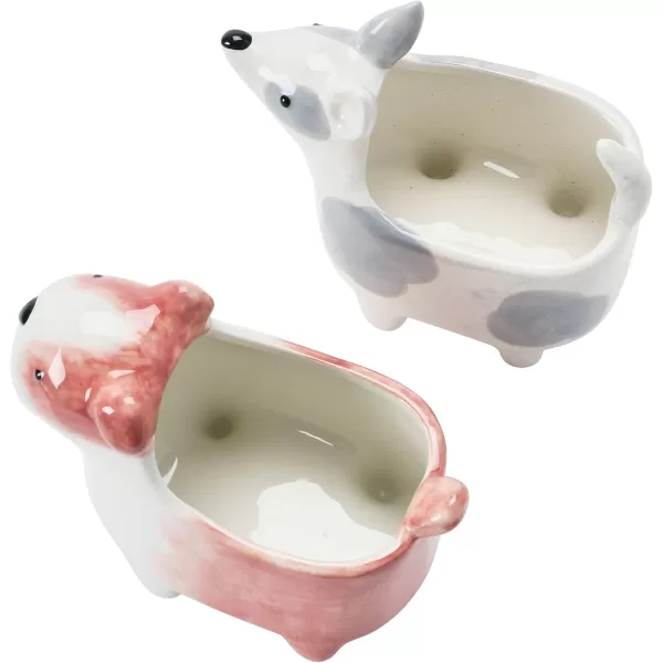 imageCreative CoOp Set of 4 6quot L Dolomite Dog Pots and Planters Multi