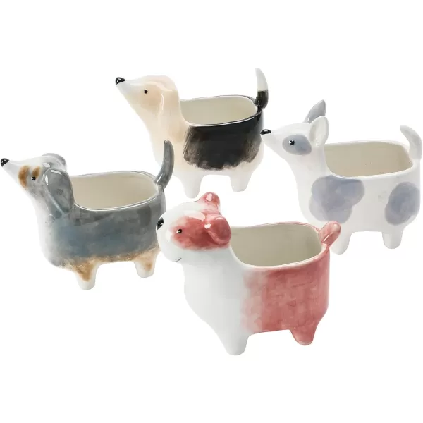 imageCreative CoOp Set of 4 6quot L Dolomite Dog Pots and Planters Multi