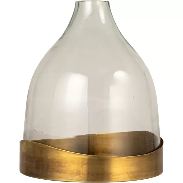 imageCreative CoOp Sophisticated Glass Cloche with Metal Tray Clear and Antique Brass