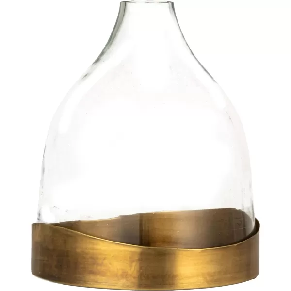 imageCreative CoOp Sophisticated Glass Cloche with Metal Tray Clear and Antique Brass
