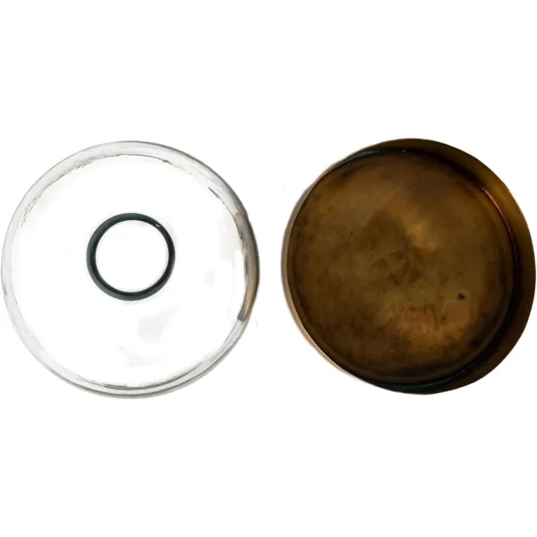 imageCreative CoOp Sophisticated Glass Cloche with Metal Tray Clear and Antique Brass