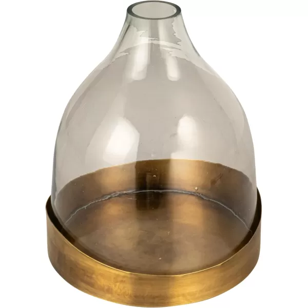 imageCreative CoOp Sophisticated Glass Cloche with Metal Tray Clear and Antique Brass