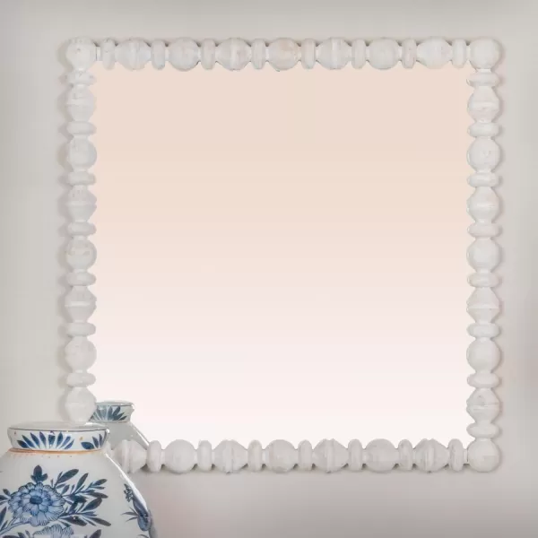 imageCreative CoOp Square Raised Dowel Wood Wall Mirror White