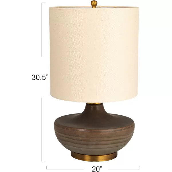 imageCreative CoOp Stoneware Table Lamp with Elongated Drum Shade Brown
