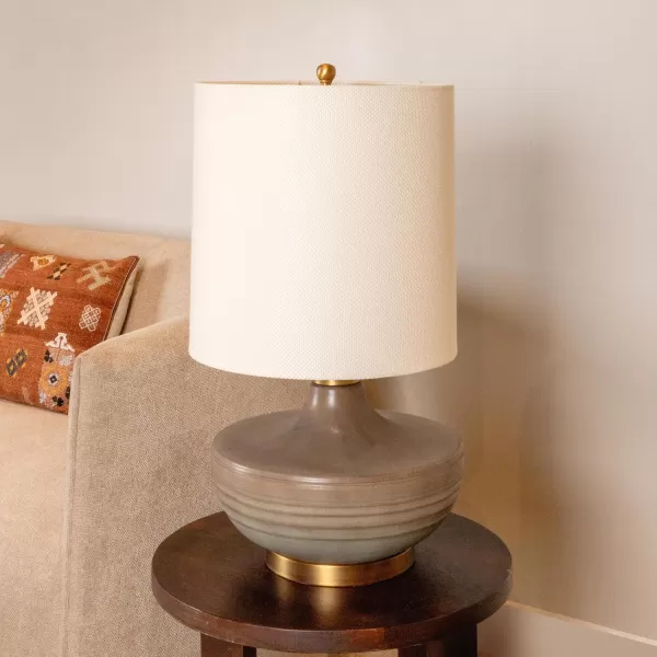 imageCreative CoOp Stoneware Table Lamp with Elongated Drum Shade Brown